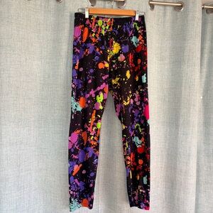 Sissycos Paint Splatter Leggings – Multicolor Neon Art Print – Size XXL